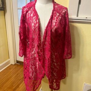 Pink Lace Open Cardigan